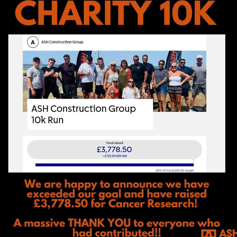 Image representing Successful 10k Fun Run Collects £3,778 for Cancer Research from ASH Construction Group Ltd